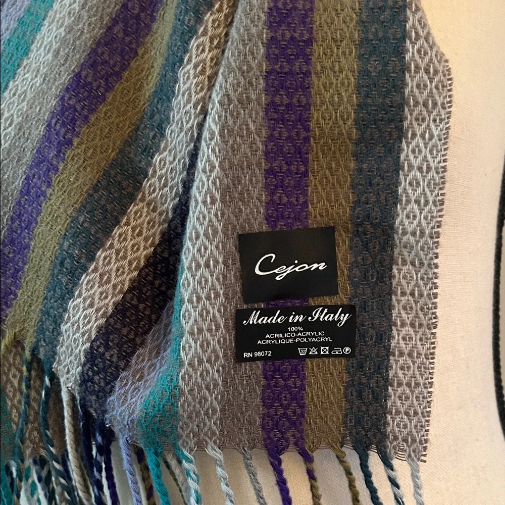 Cejon Italian Striped Woven Scarf